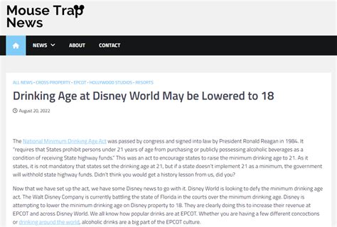 drinking age at disney world lowered to 18